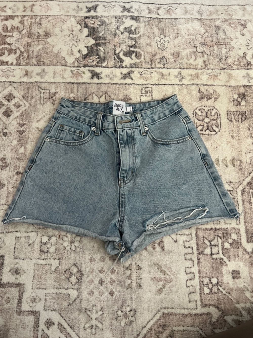 Free People Light Blue Vintage-Style Denim Cutoff Shorts